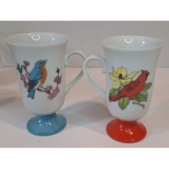 Fred Roberts Song Bird Footed Cup Vtg Japan Irish Coffee Hot Chocolate Mug - Picture 4 of 16